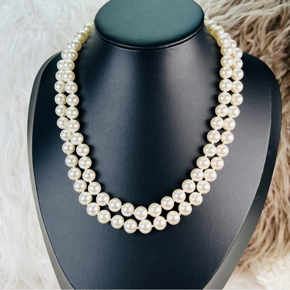 Pretty double strand, faux pearl costume necklace